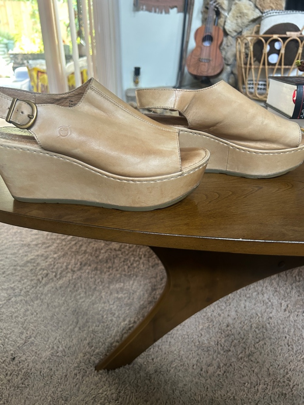 BORN Leather Wedge Slingback Sandals - Picture 4 of 8